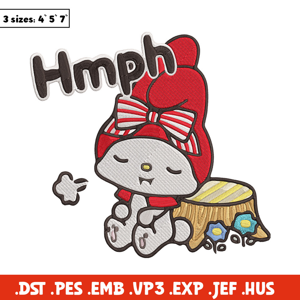 My Melody hmph Embroidery Design, Hello kitty Embroidery, Embroidery File, Anime Embroidery, Digital download.jpg