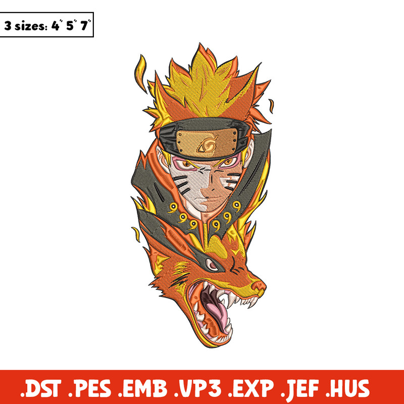 Naruto x kurama Embroidery Design, Naruto Embroidery, Embroidery File, Anime Embroidery, Anime shirt, Digital download.jpg
