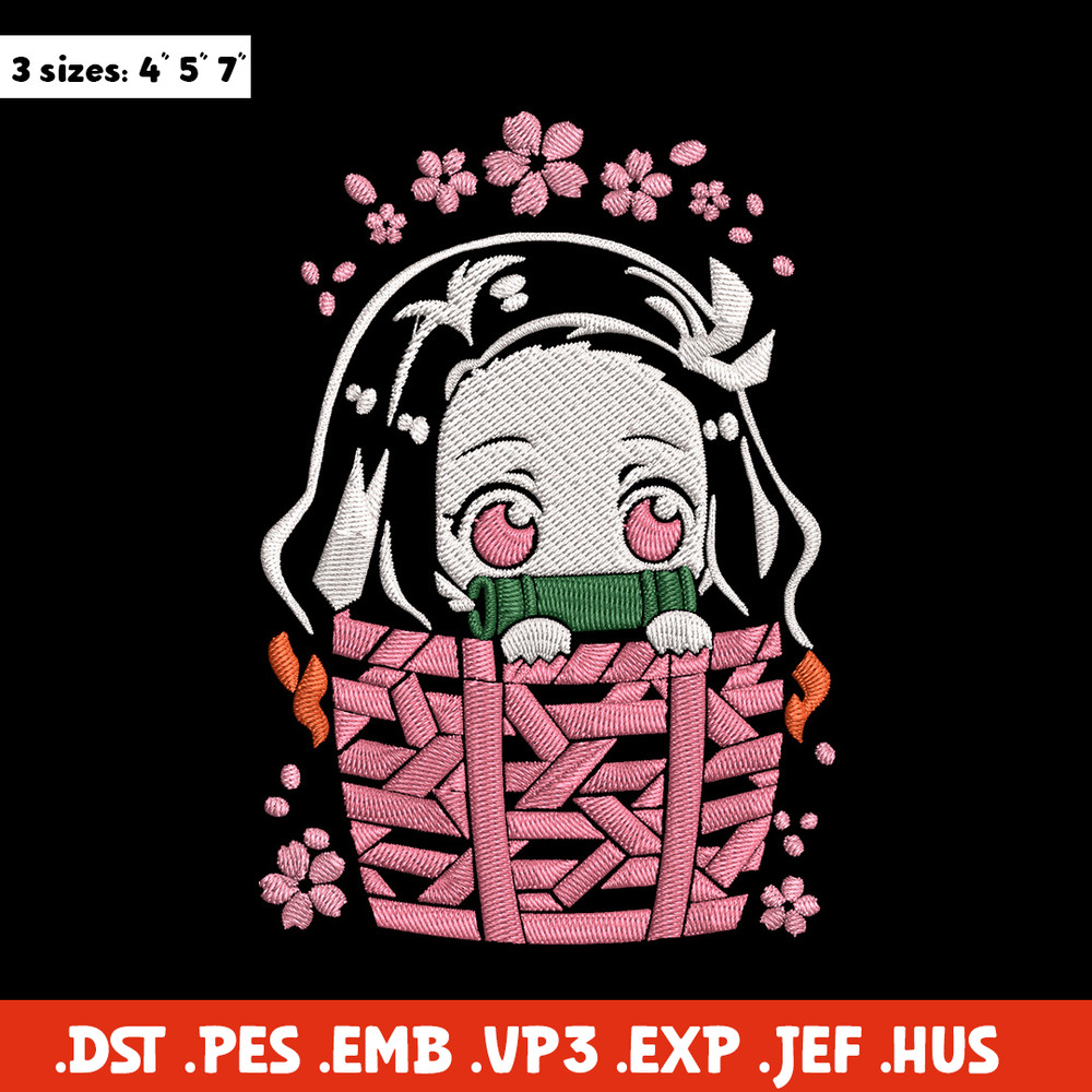 Nezuko chibi cute Embroidery Design, Demon slayer Embroidery, Embroidery File, Anime Embroidery, Digital download.jpg