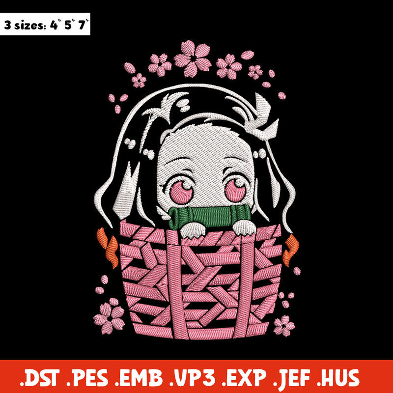 Nezuko chibi cute Embroidery Design, Demon slayer Embroidery, Embroidery File, Anime Embroidery, Digital download.jpg