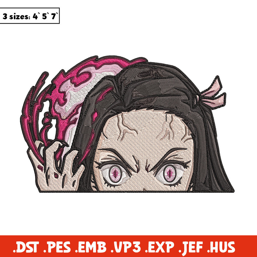 Nezuko demon Peeker Embroidery Design, Demon slayer Embroidery, Embroidery File, Anime Embroidery, Digital download.jpg