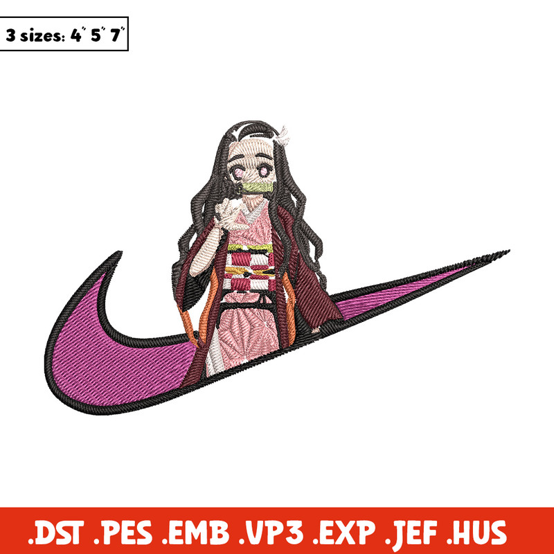 Nezuko x nike Embroidery Design, Demon slayer Embroidery,Embroidery File, Nike Embroidery, Anime shirt, Digital download.jpg