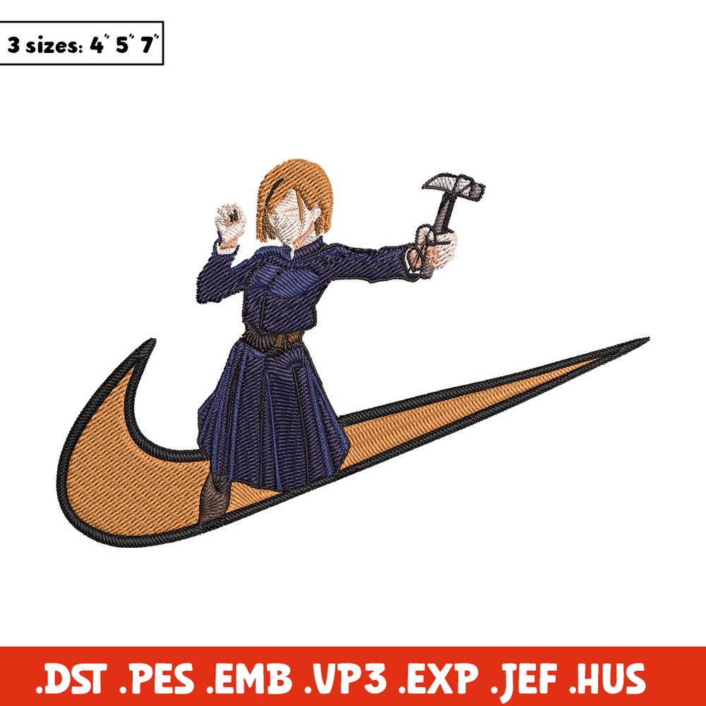 Nobara x nike Embroidery Design, Jujutsu Embroidery, Embroidery File, Nike Embroidery, Anime shirt, Digital download.jpg