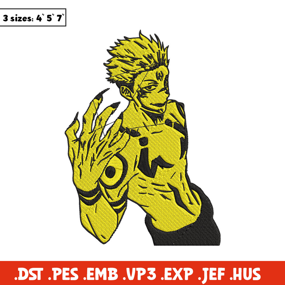 Ryomen Sukuna Embroidery Design, Jujutsu Embroidery, Embroidery File, Anime Embroidery, Anime shirt, Digital download.jpg