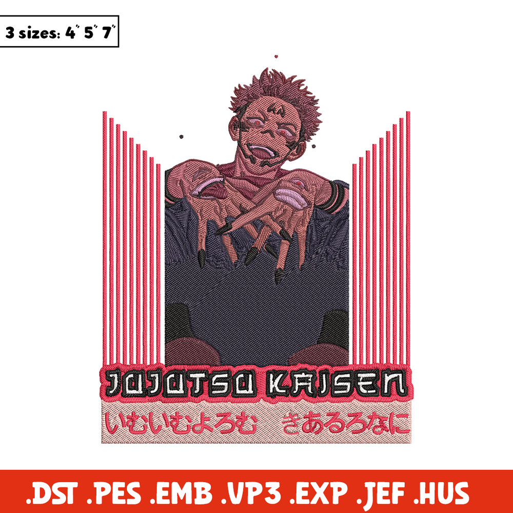 Ryomen Sukuna Embroidery Design, Jujutsu Embroidery, Embroidery File, Anime Embroidery, Anime shirt,Digital download.jpg