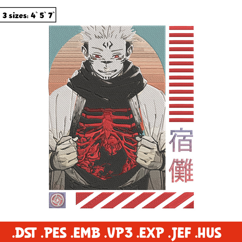 Ryomen Sukuna Embroidery Design, Jujutsu Embroidery, Embroidery File, Anime Embroidery,Anime shirt, Digital download.jpg
