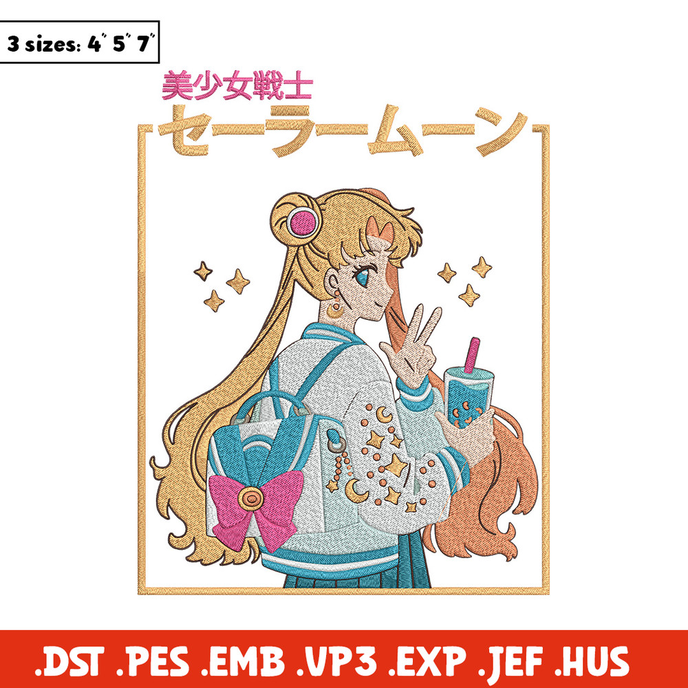 Sailor Moon Embroidery Design, Sailor Moon Embroidery, Embroidery File, Anime Embroidery, Anime shirt, Digital download.jpg