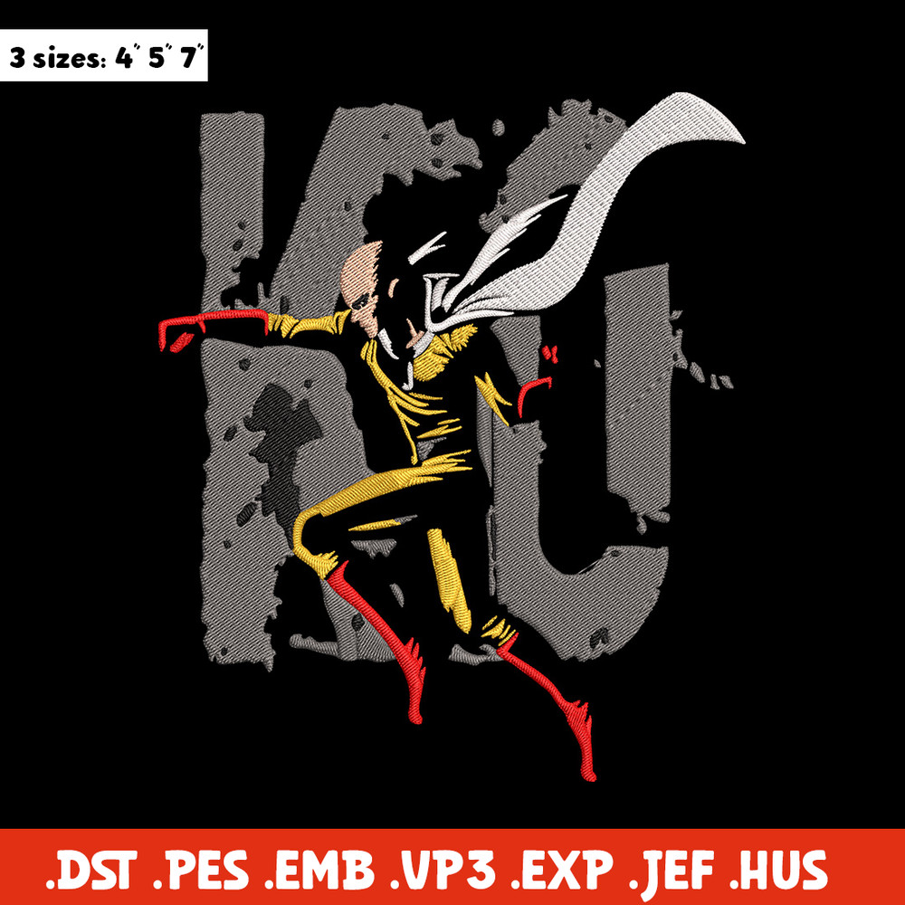 Saitama KO Embroidery Design, One punch man Embroidery,Embroidery File, Anime Embroidery, Anime shirt, Digital download.jpg