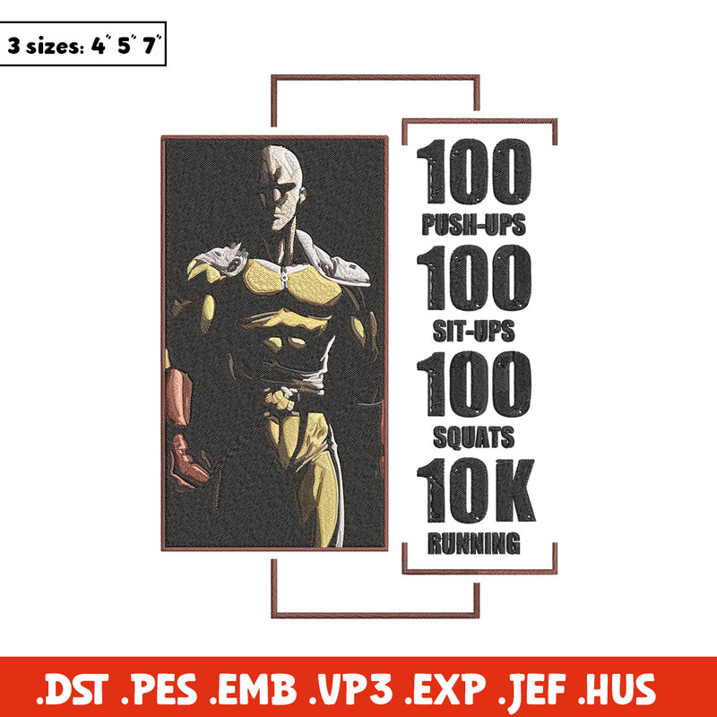Saitama poster Embroidery Design, One punch man Embroidery,Embroidery File,Anime Embroidery,Anime shirt,Digital download.jpg