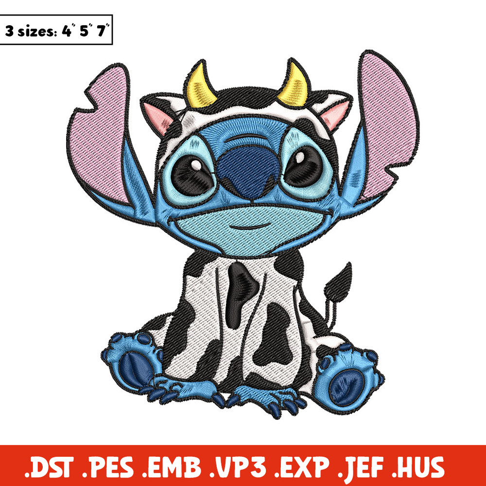 Stitch Cow Embroidery Design, Stitch Embroidery, Embroidery File, Cartoon shirt, Embroidery design, Digital download..jpg