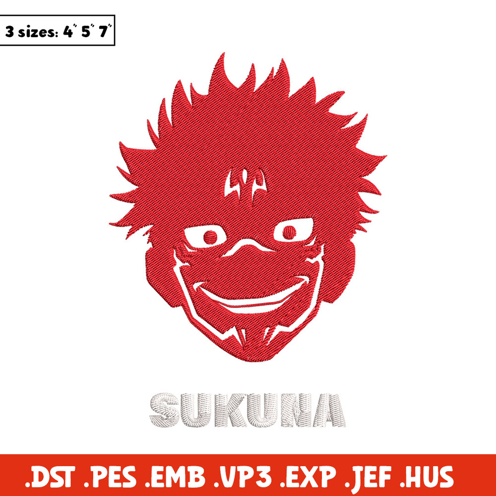 Sukuna laugh Embroidery Design, Jujutsu Embroidery, Embroidery File, Anime Embroidery, Anime shirt, Digital download.jpg