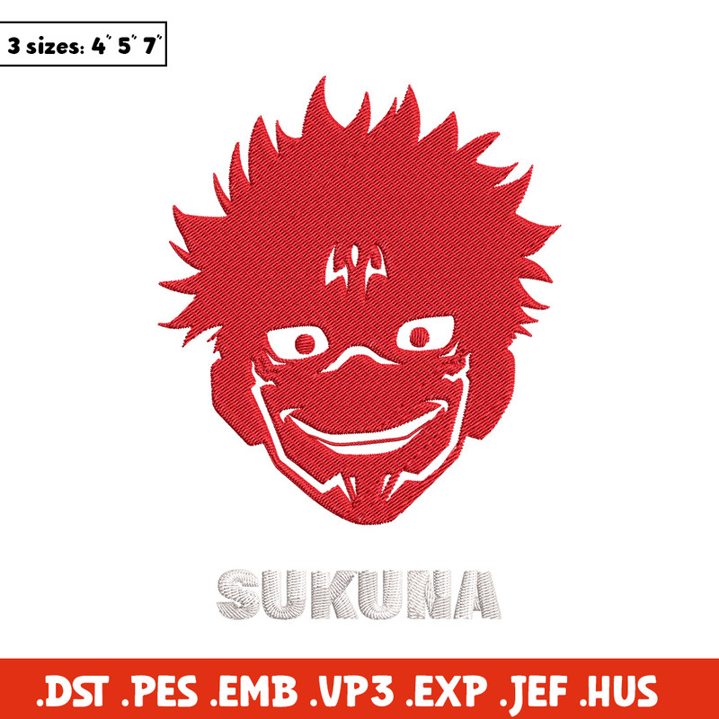 Sukuna laugh Embroidery Design, Jujutsu Embroidery, Embroidery File, Anime Embroidery, Anime shirt, Digital download.jpg
