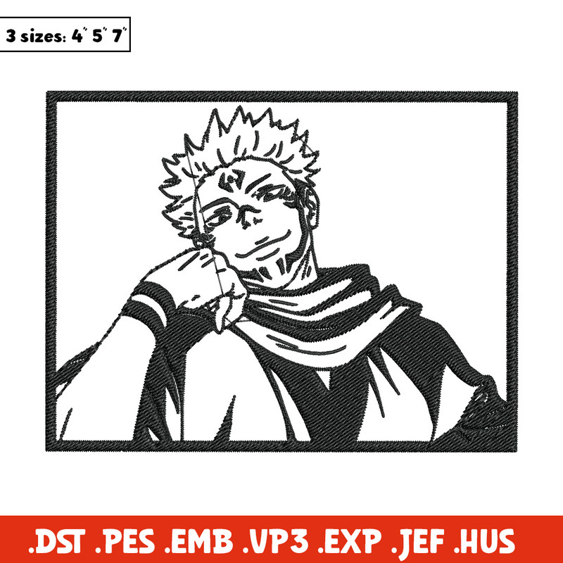Sukuna rectangle Embroidery Design, Jujutsu Embroidery, Embroidery File, Anime Embroidery, Anime shirt, Digital download.jpg