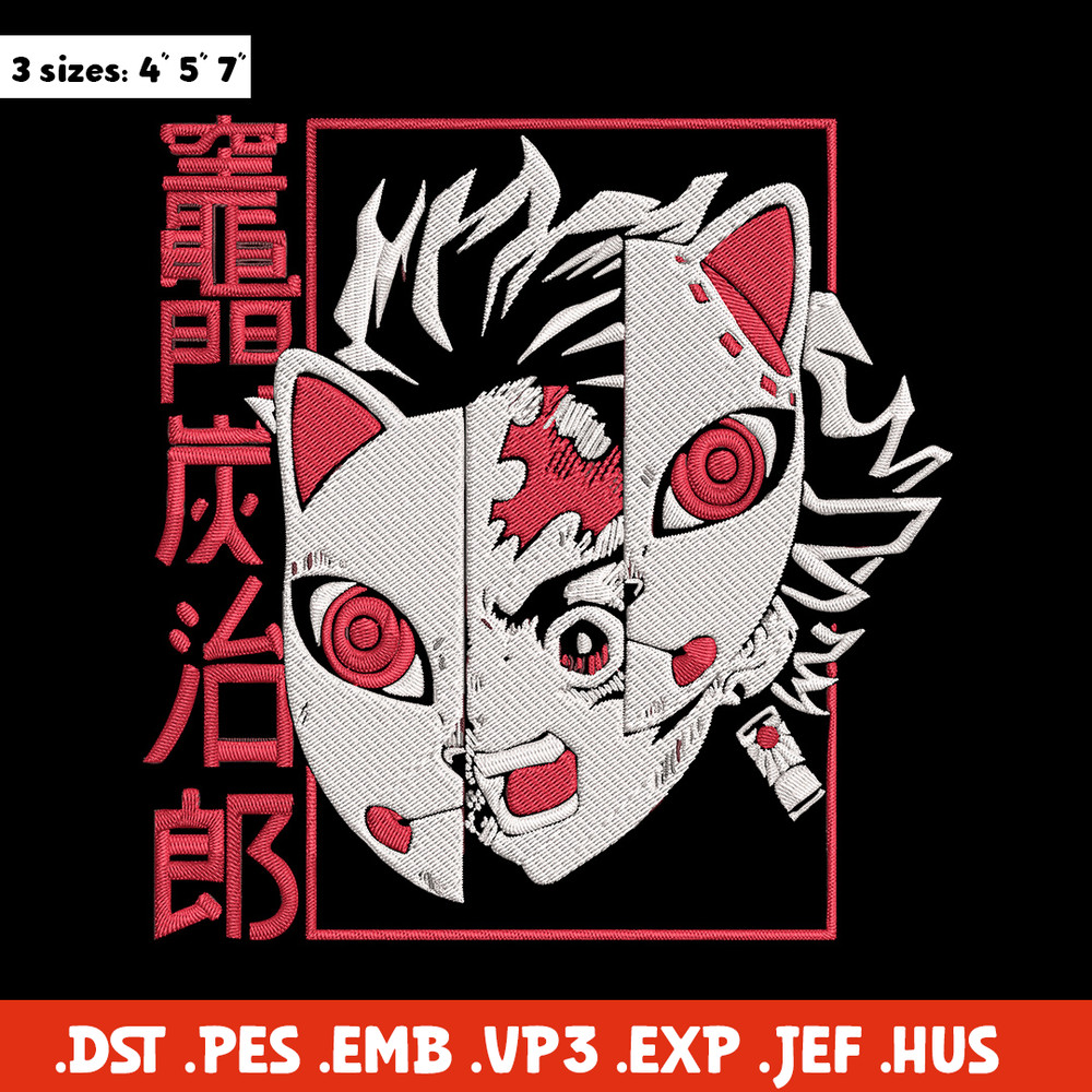 Tanjiro mask Embroidery Design, Demon slayer Embroidery, Embroidery File, Anime Embroidery, Digital download..jpg