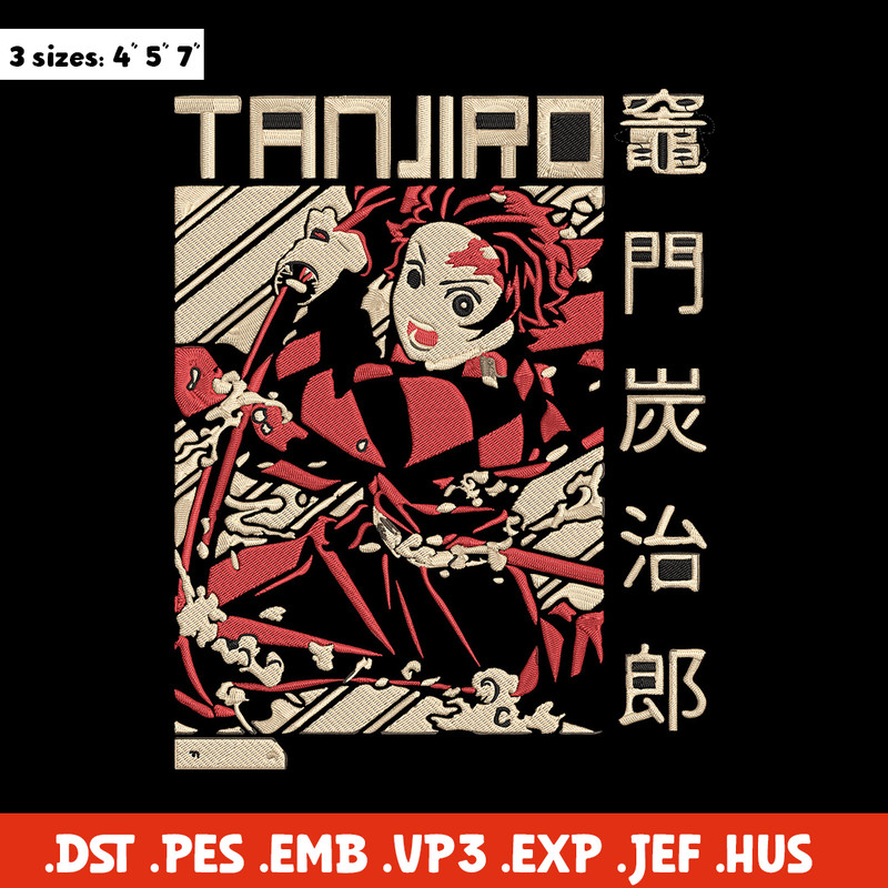 Tanjiro Poster Embroidery Design, Demon slayer Embroidery, Embroidery File, Anime Embroidery, Digital download..jpg