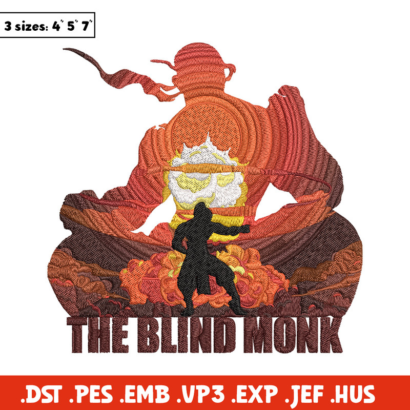 The blind monk Embroidery Design, Poster Embroidery, Embroidery File, Anime Embroidery, Anime shirt, Digital download.jpg