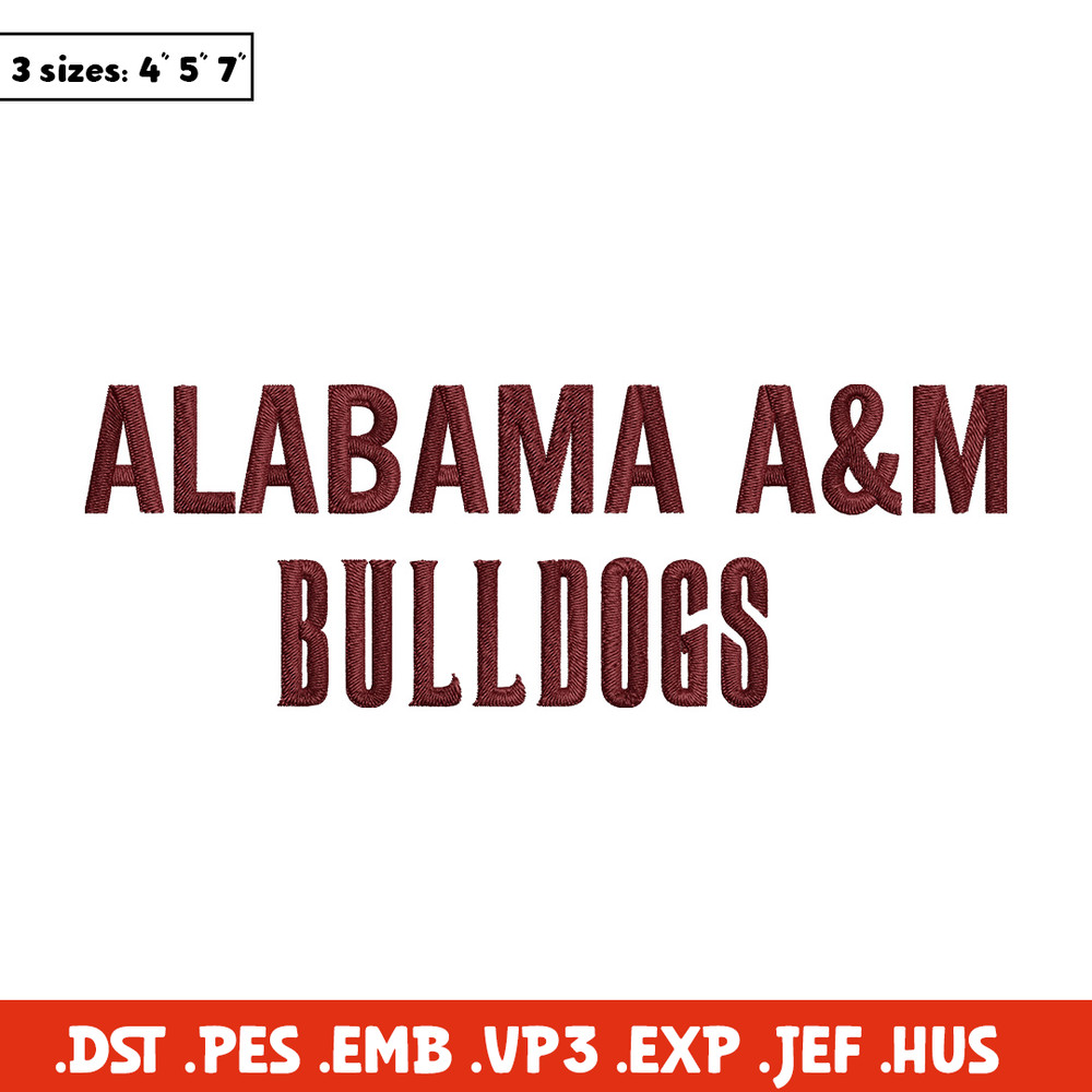 Alabama AM Bulldogs logo embroidery design, NCAA embroidery, Embroidery design,Logo sport embroidery,Sport embroidery.jpg