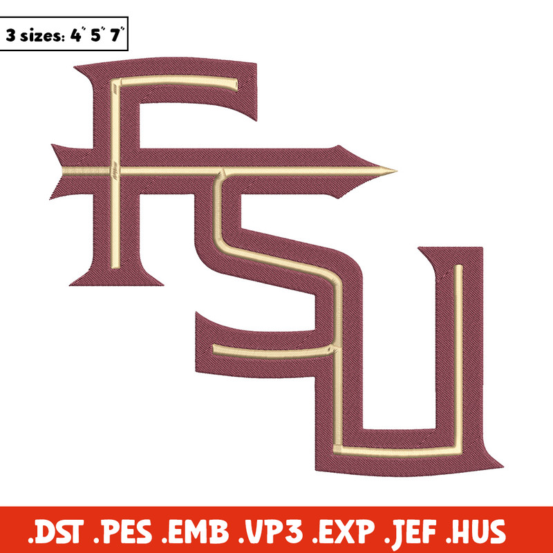 Florida State logo embroidery design, NCAA embroidery,Sport embroidery,Logo sport embroidery,Embroidery design..jpg