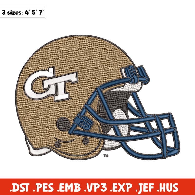 Georgia Tech helmet embroidery design, NCAA embroidery, Embroidery design, Logo sport embroidery,Sport embroidery.jpg