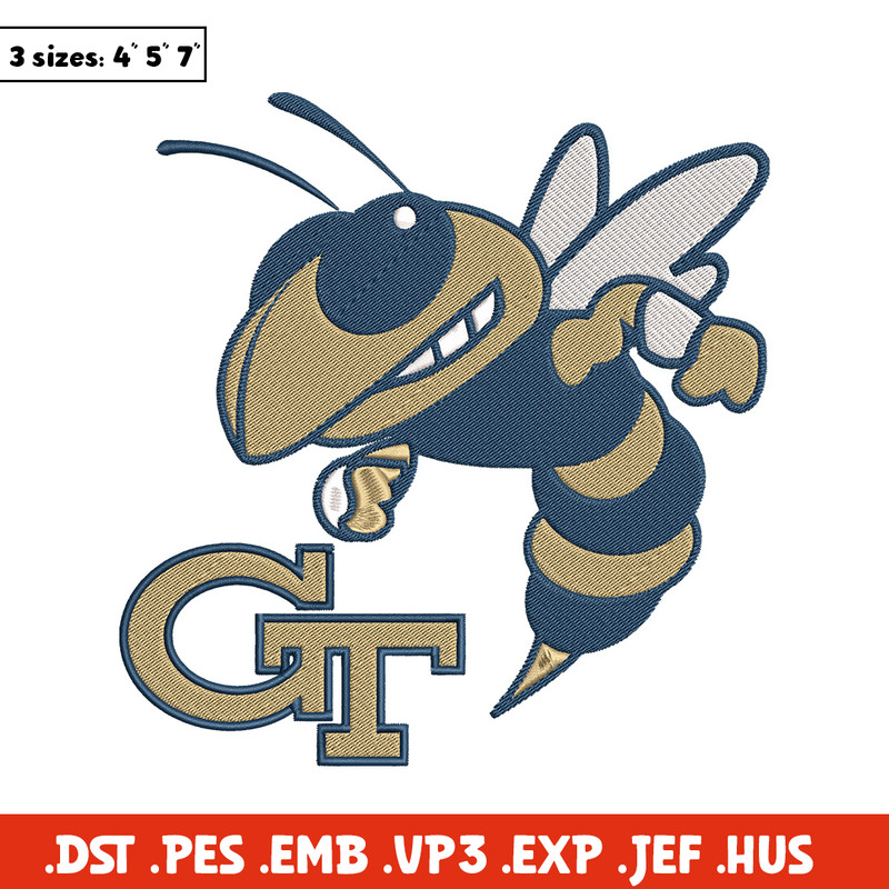 Georgia Tech Logo embroidery design, NCAA embroidery, Sport embroidery,Logo sport embroidery,Embroidery design.jpg
