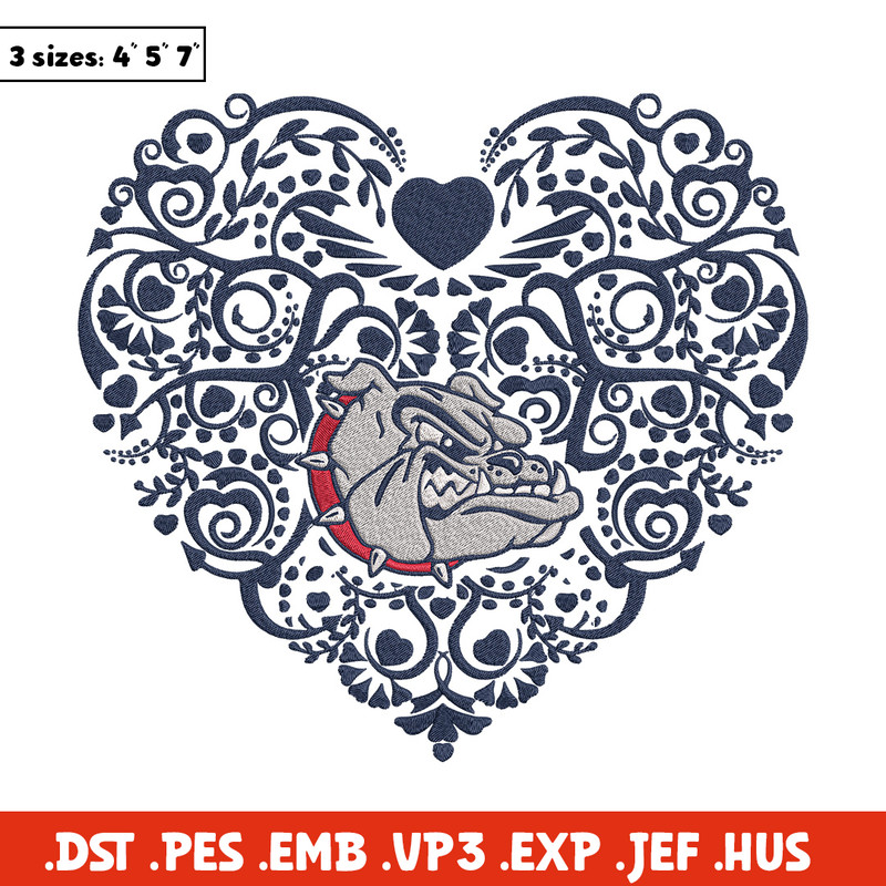 Gonzaga Bulldogs heart embroidery design,NCAA embroidery,Sport embroidery , Embroidery design, Logo sport embroidery.jpg
