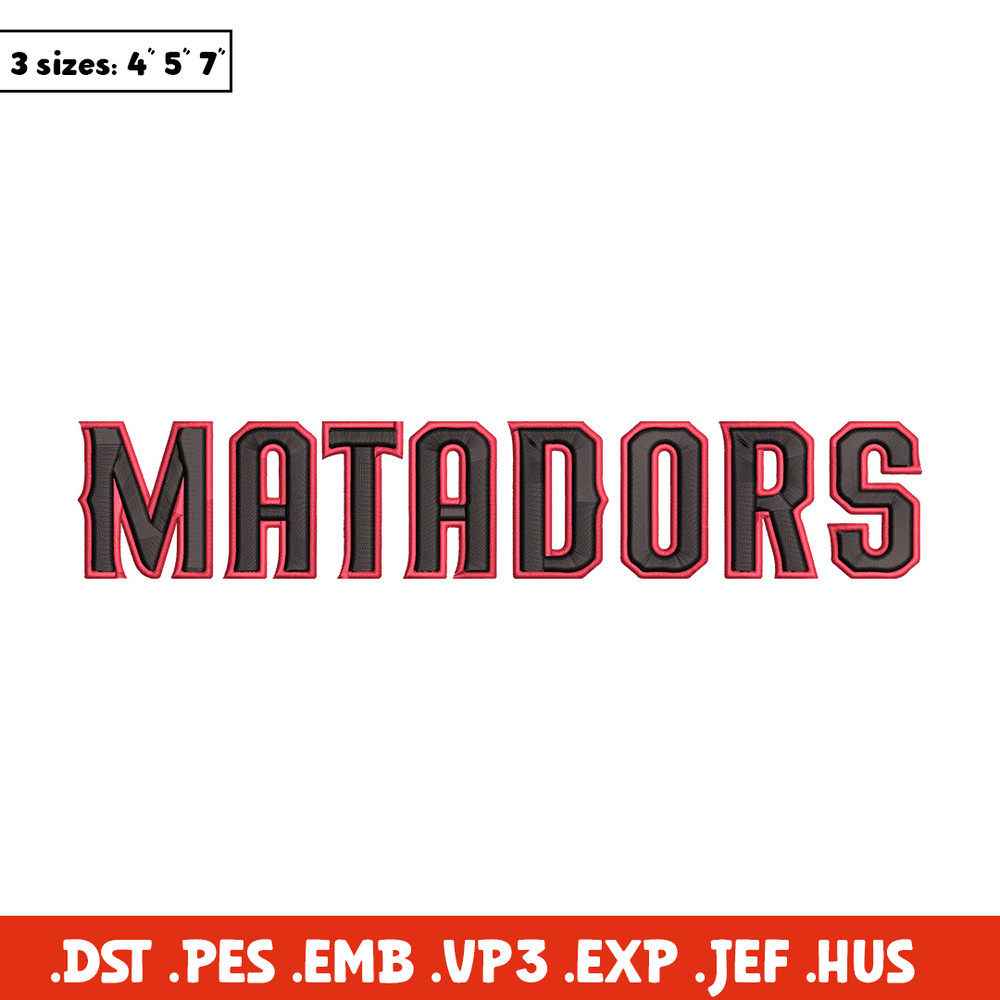 Northridge Matadors logo embroidery design, Sport embroidery, logo sport embroidery,Embroidery design, NCAA embroidery..jpg