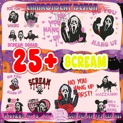 30 ghost face embroidery bundle, scream embroidery, no you hang up embroidery, halloween embroidery bundle, machine embroidery designs