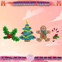 christmas tree embroidery design, candy cane gingerbread man embroidery, christmas embroidery, machine embroidery designs