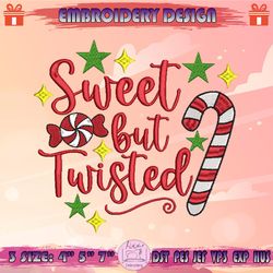 sweet but twisted embroidery design, christmas candy cane embroidery, christmas embroidery, machine embroidery designs