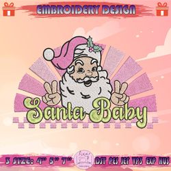 Santa Baby Embroidery Design, Pink Santa Claus Embroidery, Pink Christmas Embroidery Design, Machine Embroidery Designs