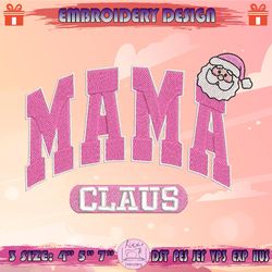 mama claus embroidery design, christmas mama embroidery, pink christmas embroidery design, machine embroidery designs