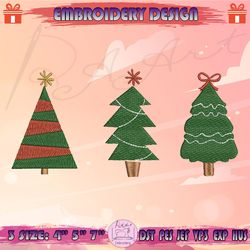 christmas trees embroidery design, hand drawn christmas tree embroidery, christmas embroidery, machine embroidery designs