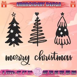 christmas tree embroidery design, bright christmas embroidery, merry christmas embroidery, machine embroidery designs