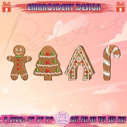 christmas gingerbread embroidery design, candy cane embroidery, christmas embroidery design, machine embroidery designs