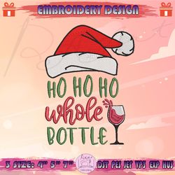 ho ho ho whole bottle embroidery design, xmas wine glass embroidery, christmas embroidery design, machine embroidery designs