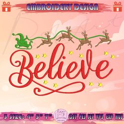 christmas believe embroidery design, believe in santa embroidery, reindeer embroidery, christmas embroidery, machine embroidery designs