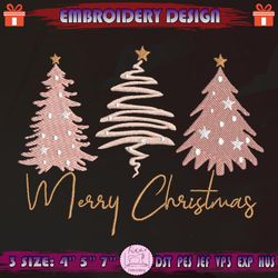 pink christmas trees embroidery design, christmas tree embroidery, pink christmas embroidery design, machine embroidery designs