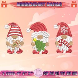 christmas gnomes embroidery design, gnome embroidery, merry christmas embroidery design, machine embroidery designs