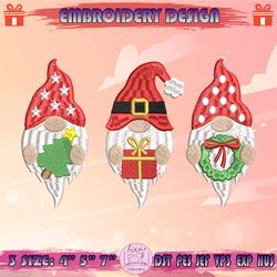 christmas gnomes embroidery design, gnome embroidery, merry christmas embroidery design, machine embroidery designs
