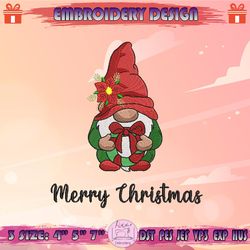 christmas gnome embroidery design, flower gnome embroidery, christmas embroidery design, machine embroidery designs