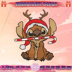 christmas stitch embroidery design, stitch candy cane embroidery, stitch christmas embroidery design, machine embroidery designs