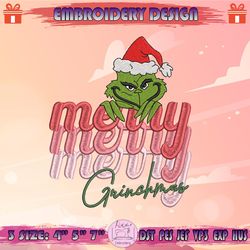 merry grinchmas embroidery design, grinch embroidery, grinch christmas embroidery design, machine embroidery designs