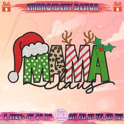 mama claus embroidery design, christmas mama embroidery, retro christmas embroidery design, machine embroidery designs