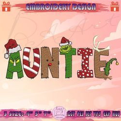 christmas auntie embroidery design, christmas family embroidery, kids christmas embroidery design, machine embroidery designs