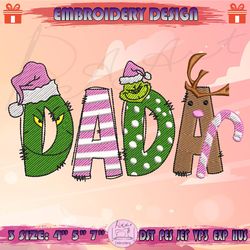 christmas dada embroidery design, christmas family embroidery, pink christmas embroidery design, machine embroidery designs