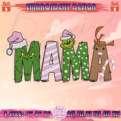 pink mama embroidery design, christmas mama embroidery, kids christmas embroidery design, machine embroidery designs