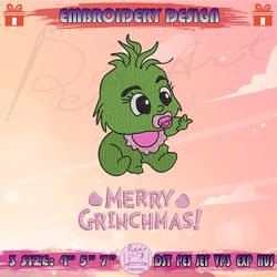 merry grinchmas embroidery design, baby grinch embroidery, grinch christmas embroidery design, machine embroidery designs