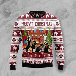 meowy christmas funny ugly sweater - unique holiday apparel for adults us2247