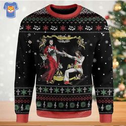 unique jesus and elvis presley ugly sweater for fun-loving women