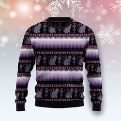 stylish cat purple ugly christmas sweater adult size us1323 - unique & festive gift